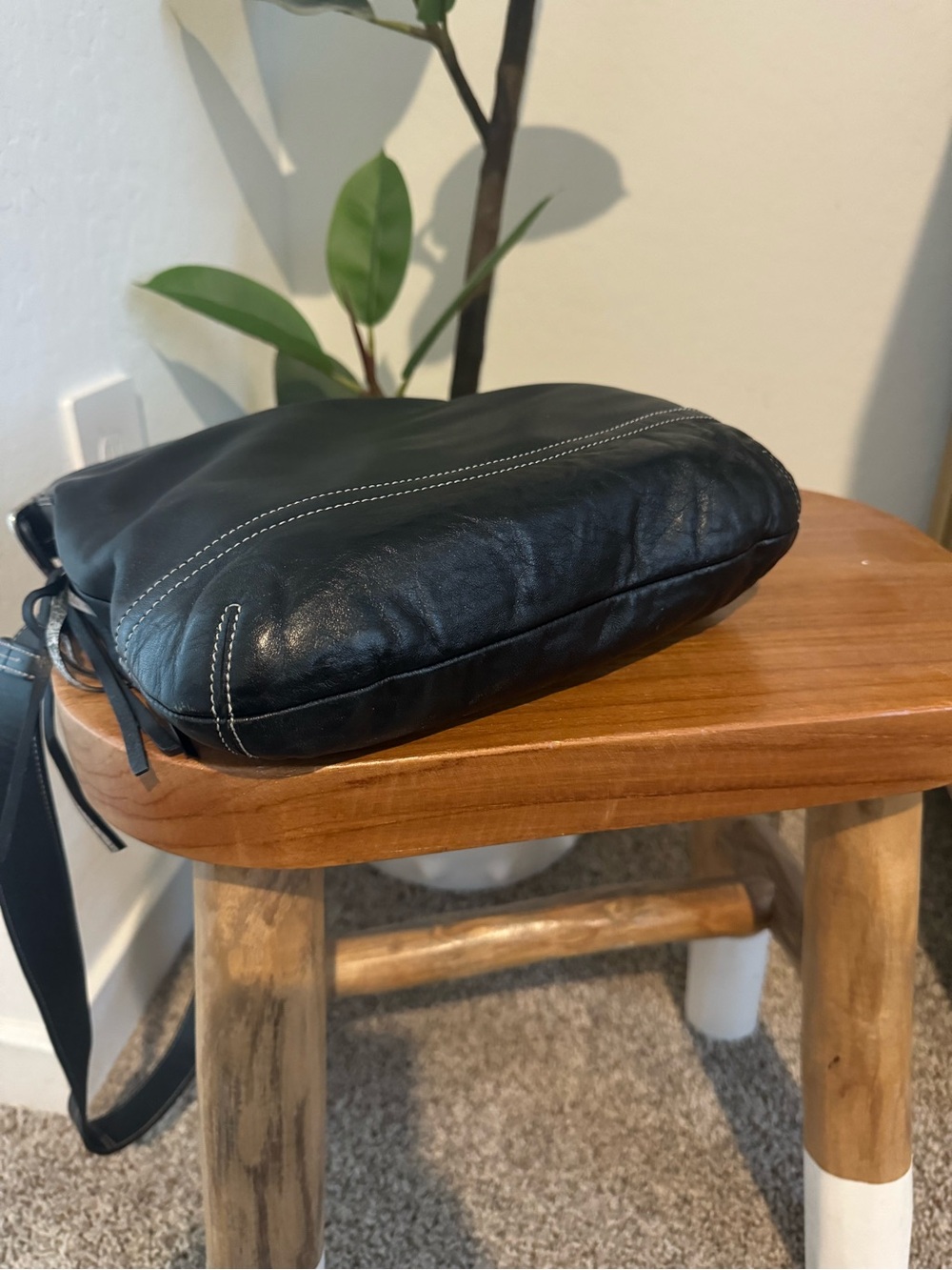 Coach Black Leather Crossbody with Grommet Strap and Tassel - Picture 5 of 6